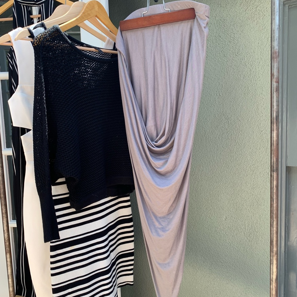 Helmut Lang high slit bunched side skirt